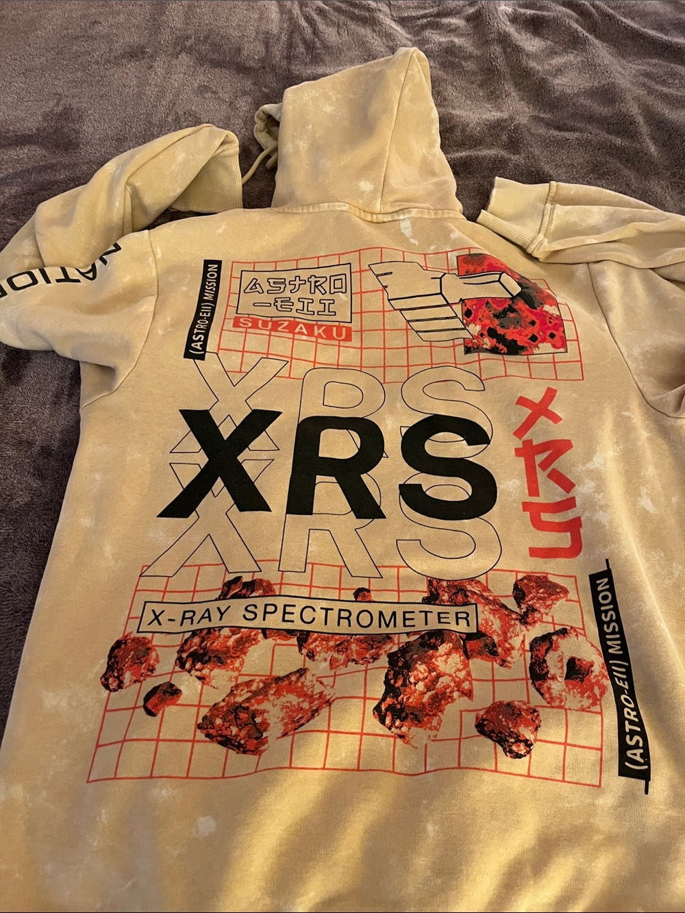 NASA-Branded Cream Tie-Dye Pullover Hoodie